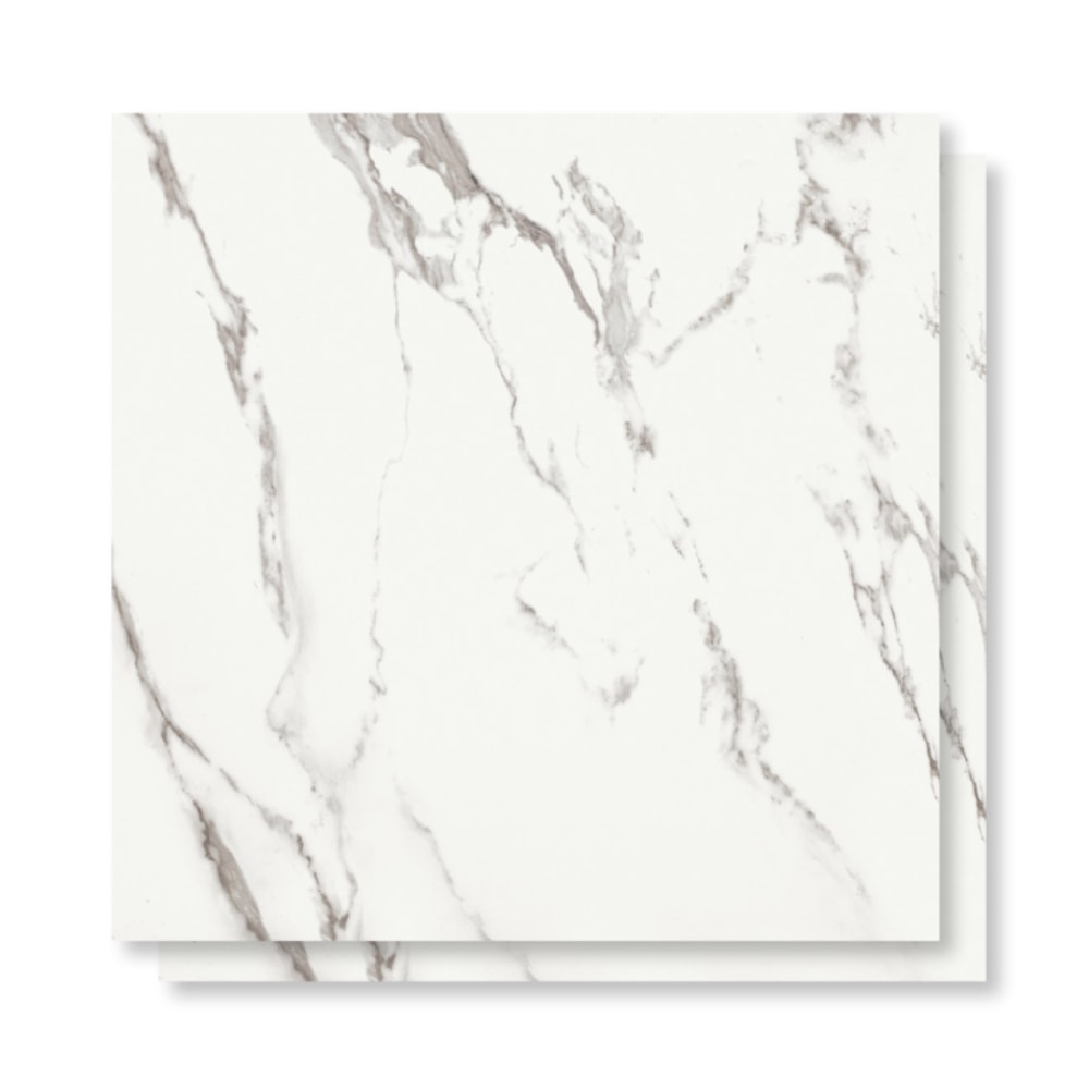 Porcelanato Acetinado 120x120cm Caixa 2,85m² Roca Calacata Light Retificado - FOI02E801