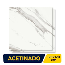 Porcelanato Acetinado 120x120cm Caixa 2,85m² Roca Calacata Light Retificado - FOI02E801