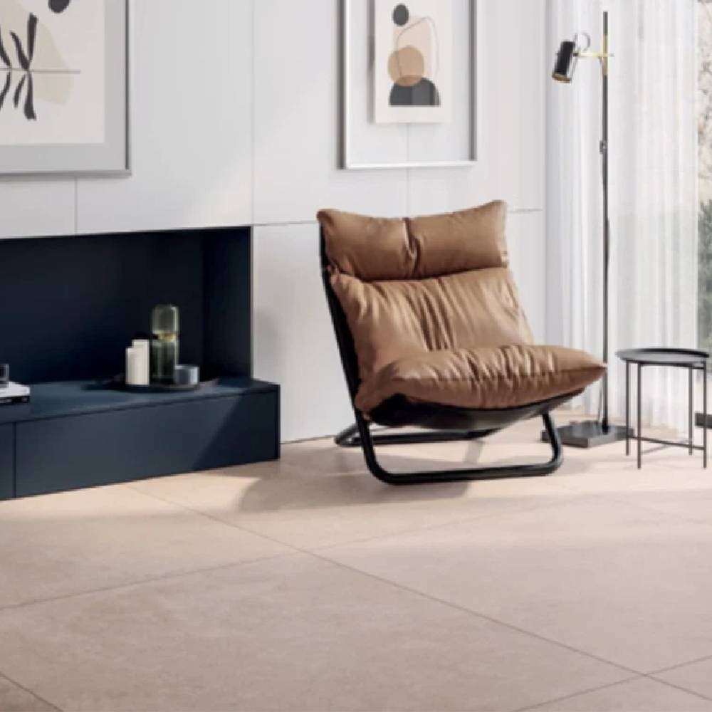 Porcelanato Acetinado 120x120cm Caixa 2,85m² Roca Concrete Greige MT Retificado - FOK01MH04