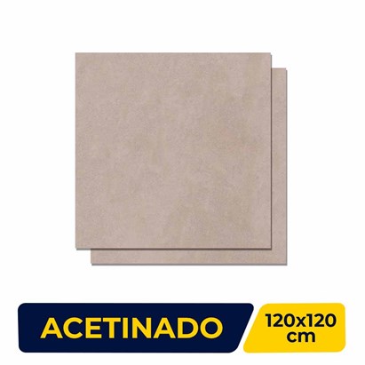 Porcelanato Acetinado 120x120cm Caixa 2,85m² Roca Concrete Greige MT Retificado - FOK01MH04