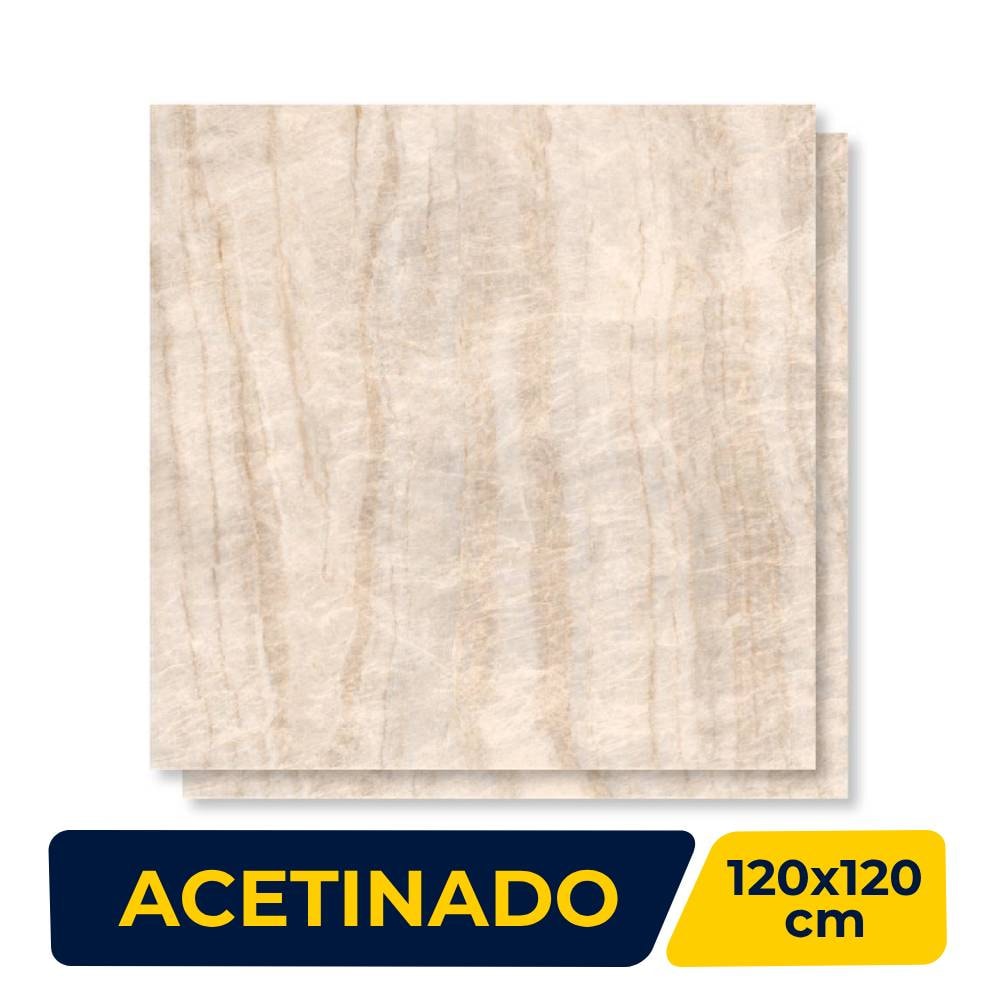 Porcelanato Acetinado 120x120cm Caixa 2,85m² Roca Taj Mahal Retificado - ROC04DO00531