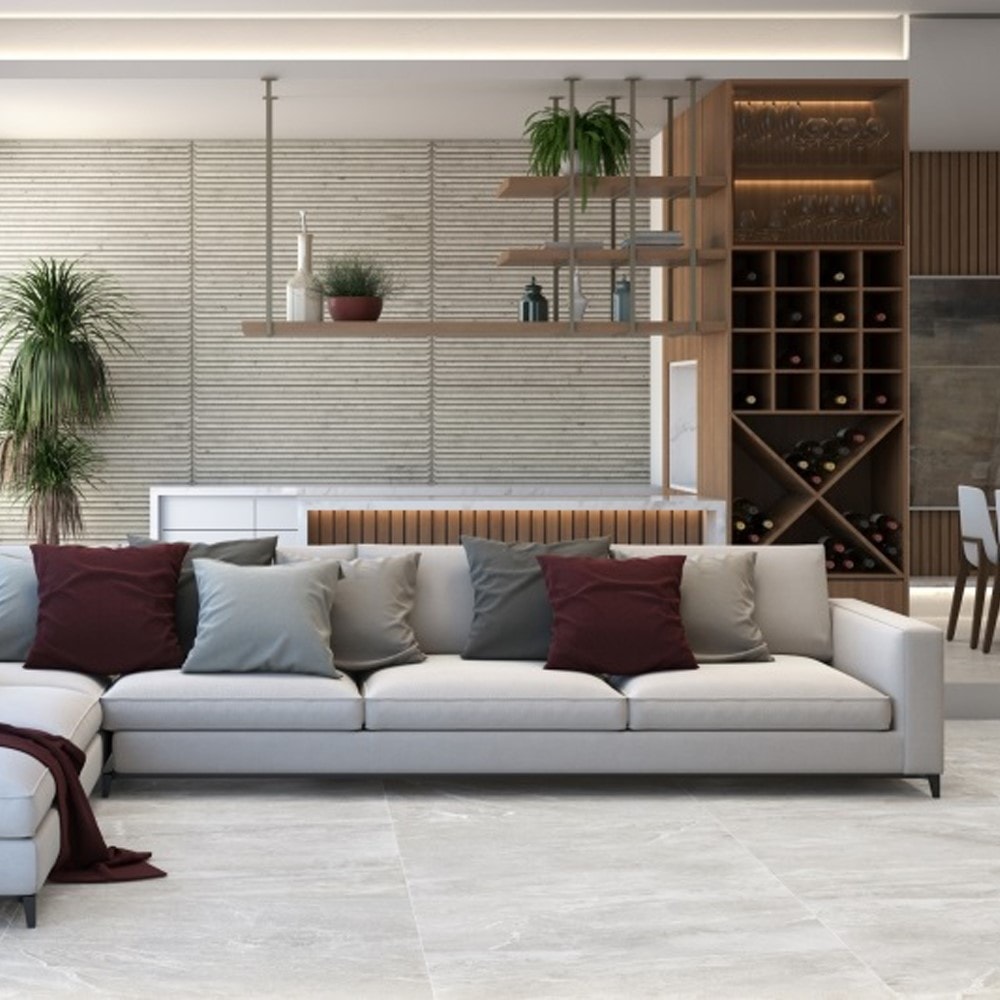 Porcelanato Acetinado 121x121 Caixa 2,93m² Damme Atenas Ice Retificado - AR24226