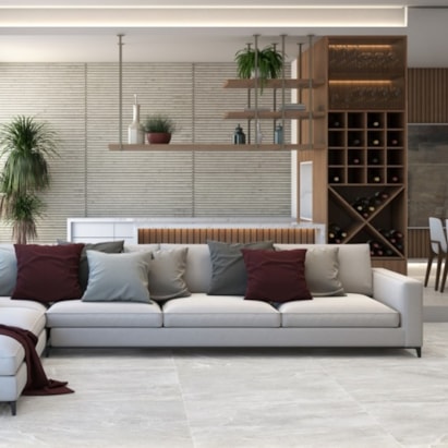 Porcelanato Acetinado 121x121 Caixa 2,93m² Damme Atenas Ice Retificado - AR24226