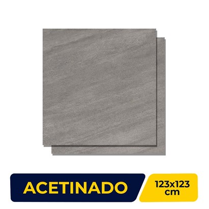Porcelanato Acetinado 123x123cm Caixa 3,03² Villagres Basalto Grey Retificado - 123012