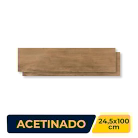 Porcelanato Acetinado 24,5x100cm Caixa 2,20m² Villagres Ceratto Carvalho Retificado - 2450