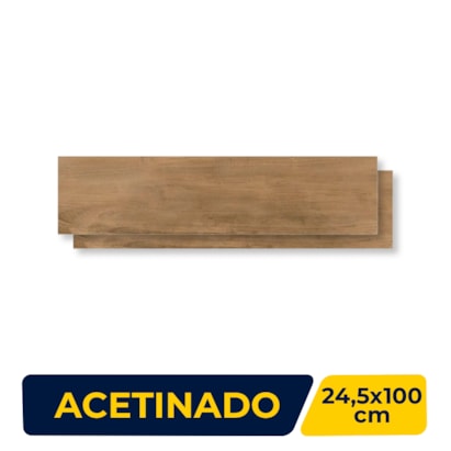 Porcelanato Acetinado 24,5x100cm Caixa 2,20m² Villagres Ceratto Carvalho Retificado - 2450