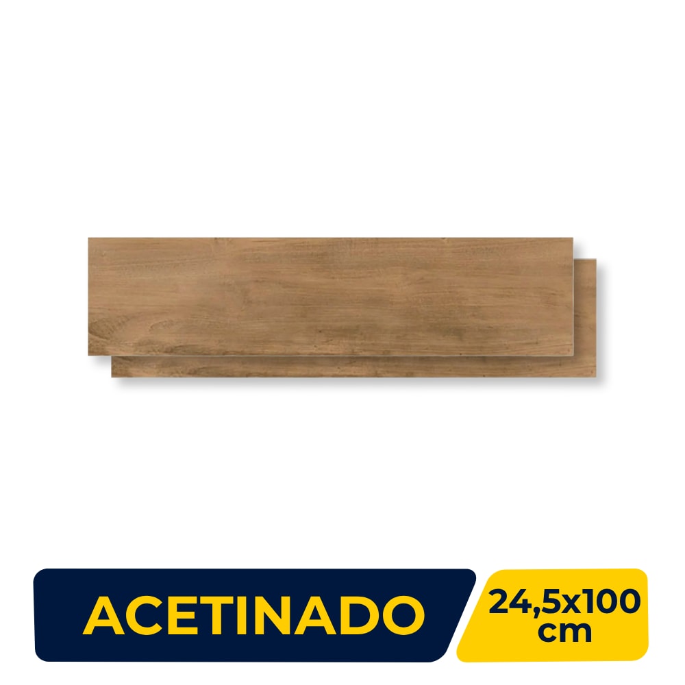 Porcelanato Acetinado 24,5x100cm Caixa 2,20m² Villagres Ceratto Carvalho Retificado - 2450