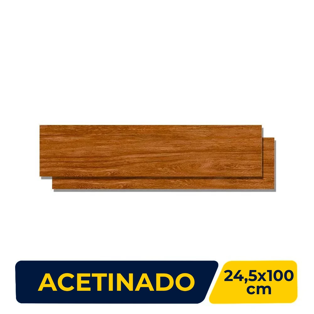 Porcelanato Acetinado 24,5x100cm Caixa 2,20m² Villagres Ecofloor Jatobá Retificado - 24055
