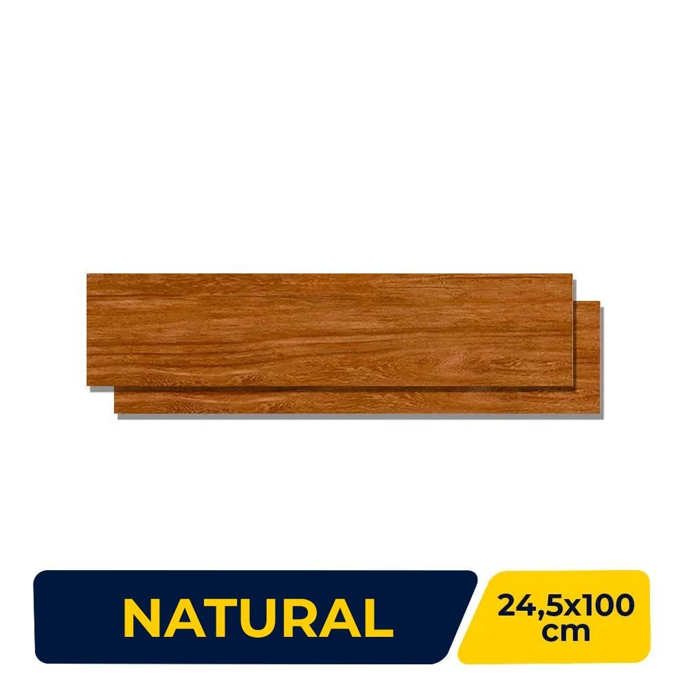 Porcelanato Acetinado 24,5x100cm Caixa 2,20m² Villagres Ecofloor Jatobá Retificado - 24055