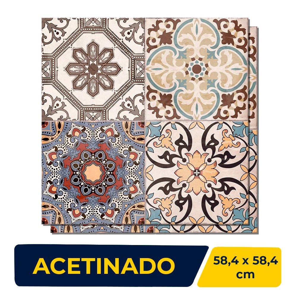 Porcelanato Acetinado 58,4x58,4cm Caixa 1,44m² Ceusa Ladrilho Casablanca Retificado - 5008481