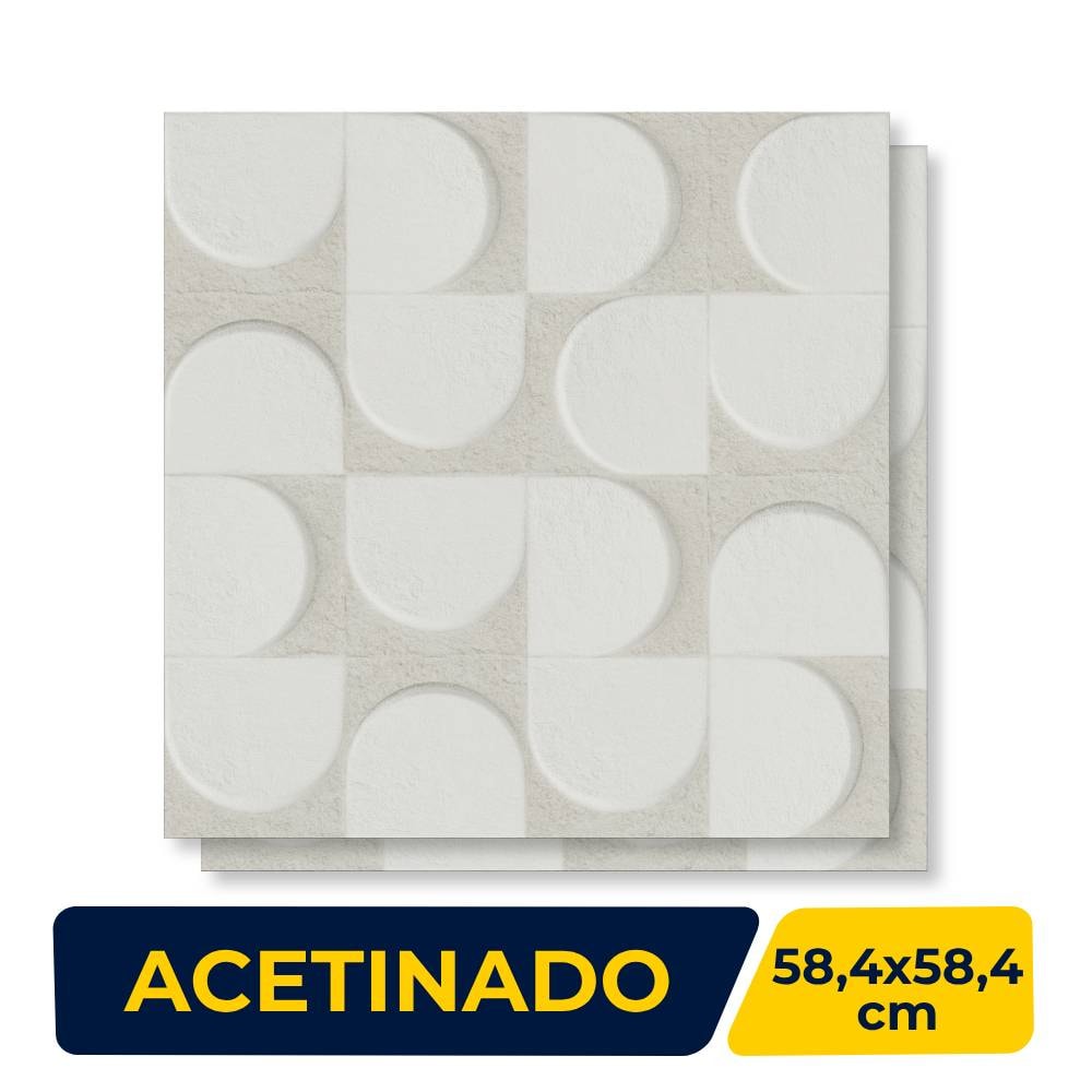 Porcelanato Acetinado 58,4x58,4cm Caixa 1,70m² Ceusa Lapa WH Retificado - 5062743