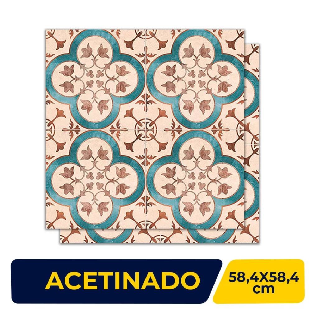 Porcelanato Acetinado 58.4x58.4cm Caixa 1,70m² Ladril Mideterrâneo Retificado - 5062590