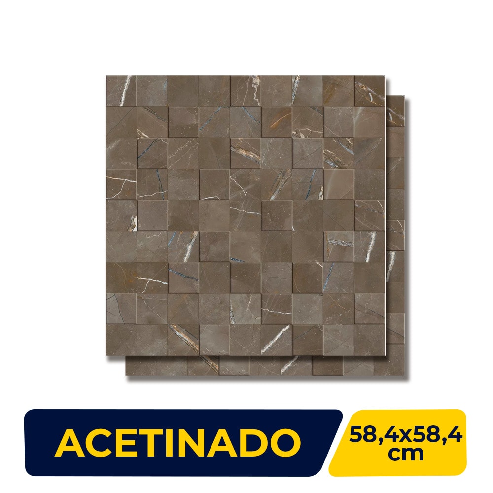 Porcelanato Acetinado 58,4x58,4cm Caixa 1,70m² Portinari Simetria Marble BW Retificado - 6060238