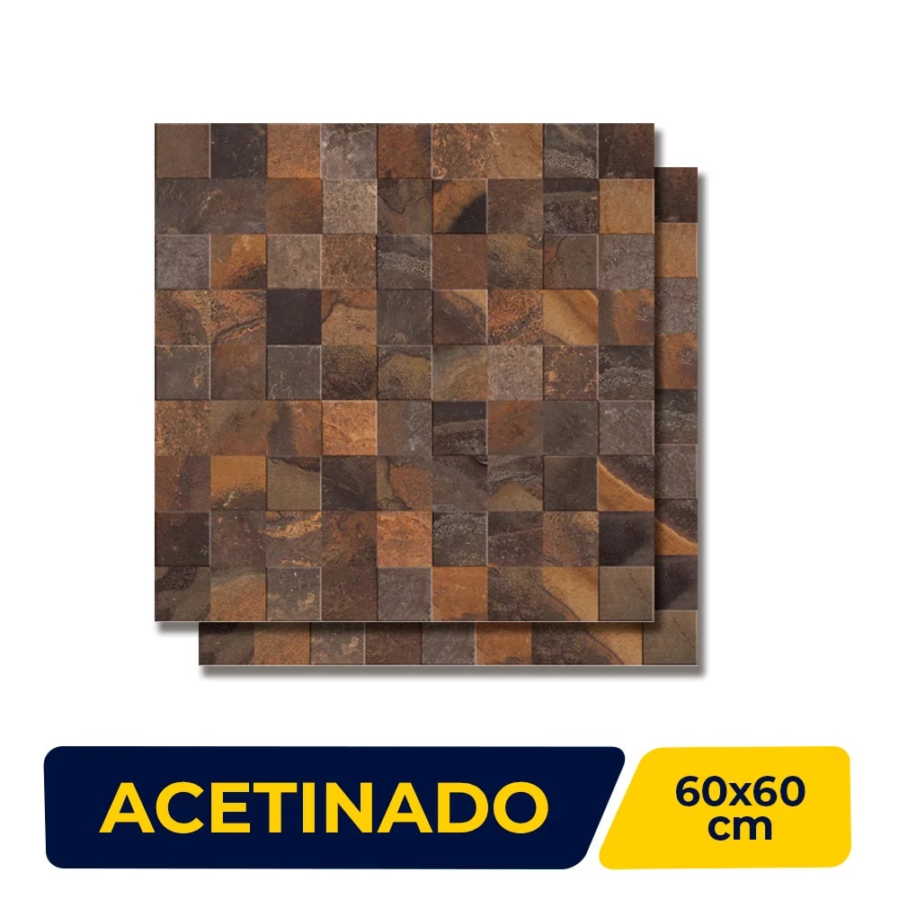 Porcelanato Acetinado 60x60cm Caixa 1,70m² Portinari Simetria Stone Mix Retificado - 60239