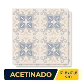 Porcelanato Acetinado 61,8x61,8cm Caixa 2,67m² Decore Habitare Blue Retificado - DP61110