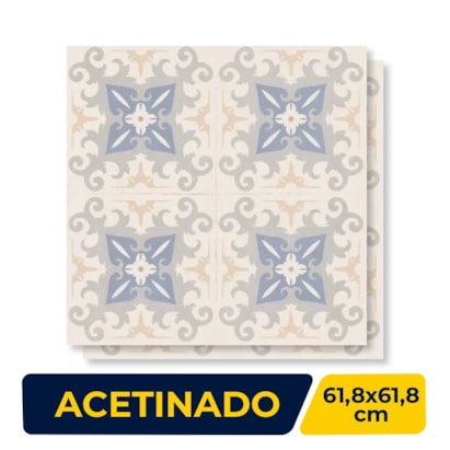 Porcelanato Acetinado 61,8x61,8cm Caixa 2,67m² Decore Habitare Blue Retificado - DP61110
