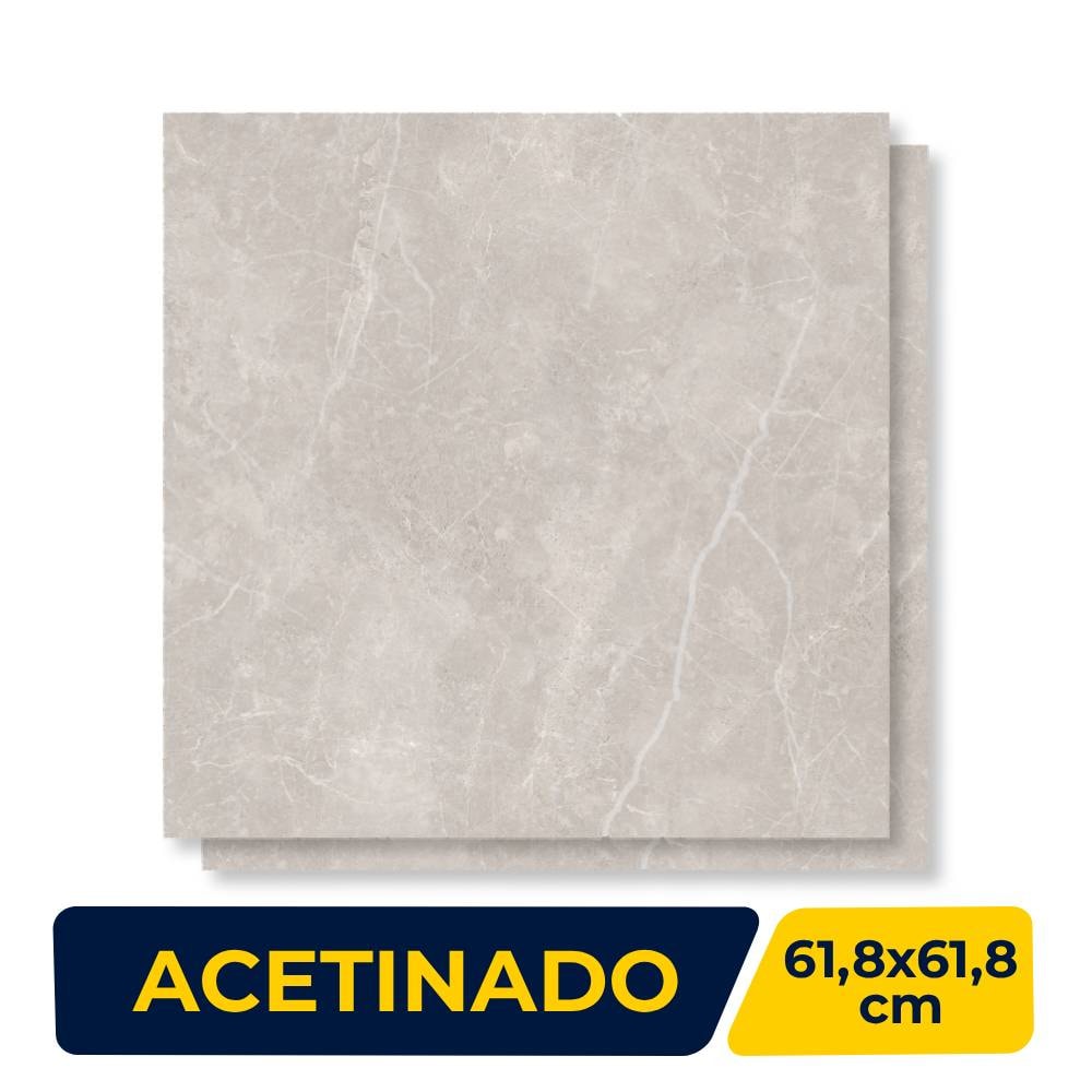 Porcelanato Acetinado 61,8x61,8cm Caixa 2,67m² Decore Marmo Palladio Gris Retificado - DP61103