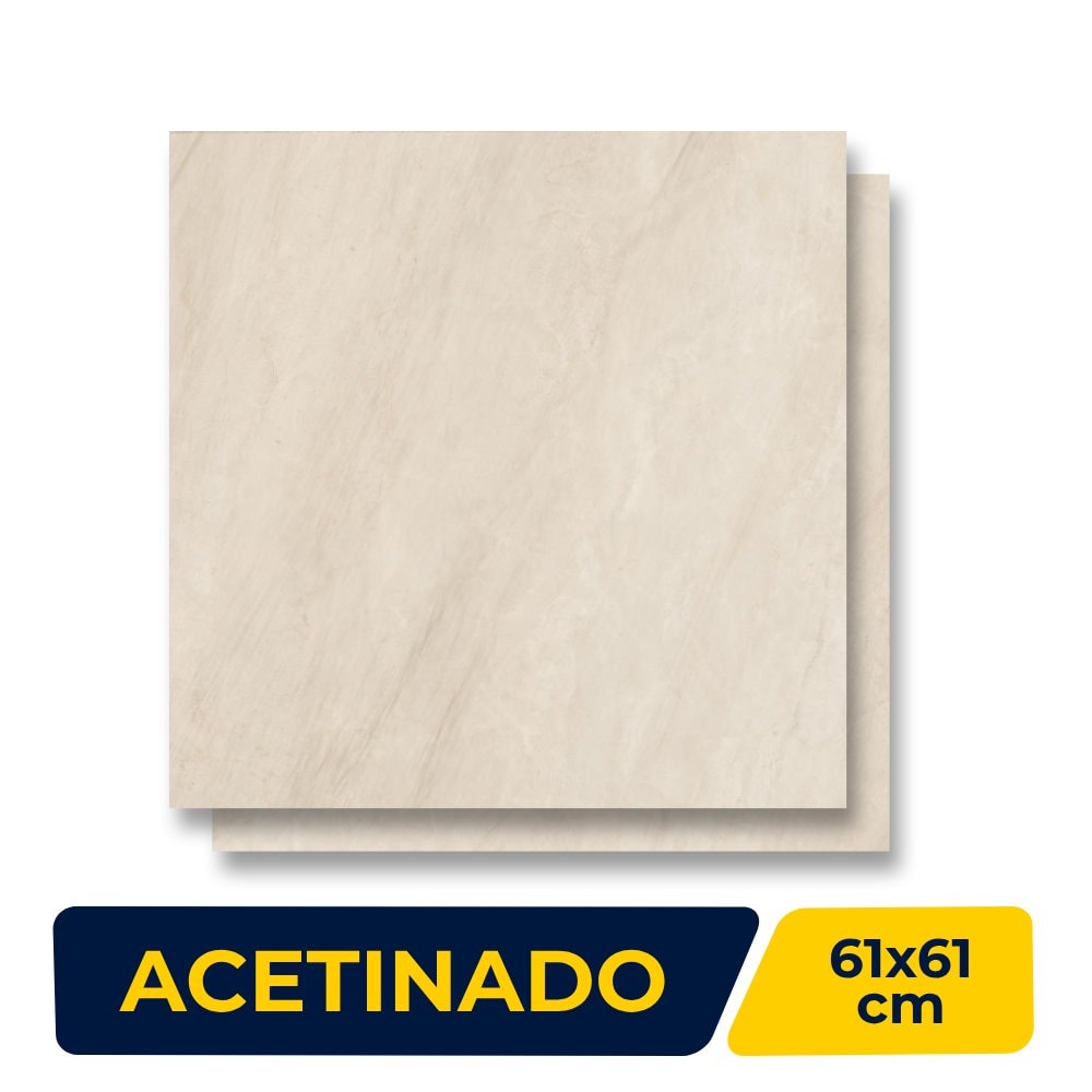 Porcelanato Acetinado 61x61cm Caixa 1,86m² Gaudi Bali Nude Retificado - 83891