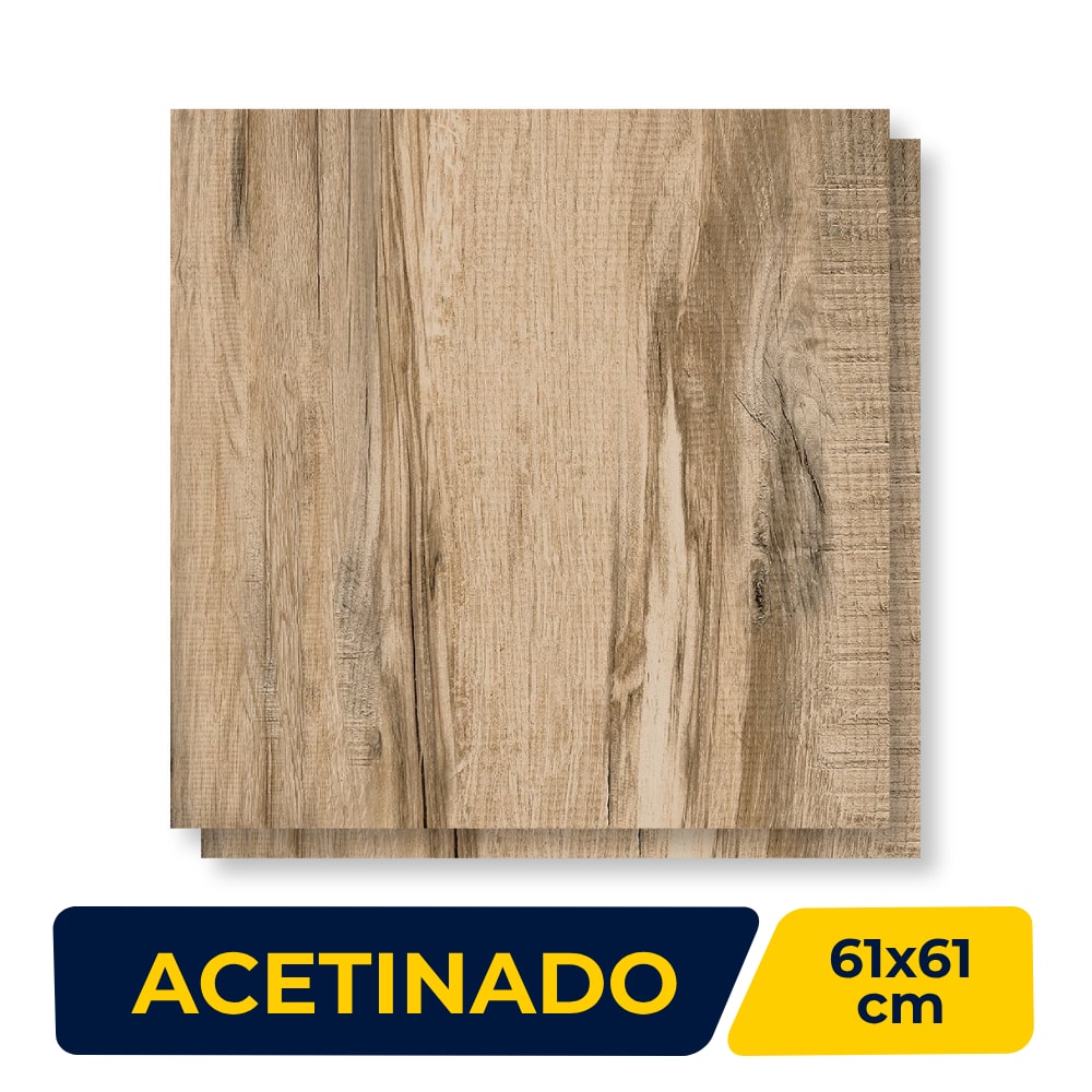 Porcelanato Acetinado 61x61cm Caixa 2,23m² Gaudi Ecotech Carvalho Retificado - 80441