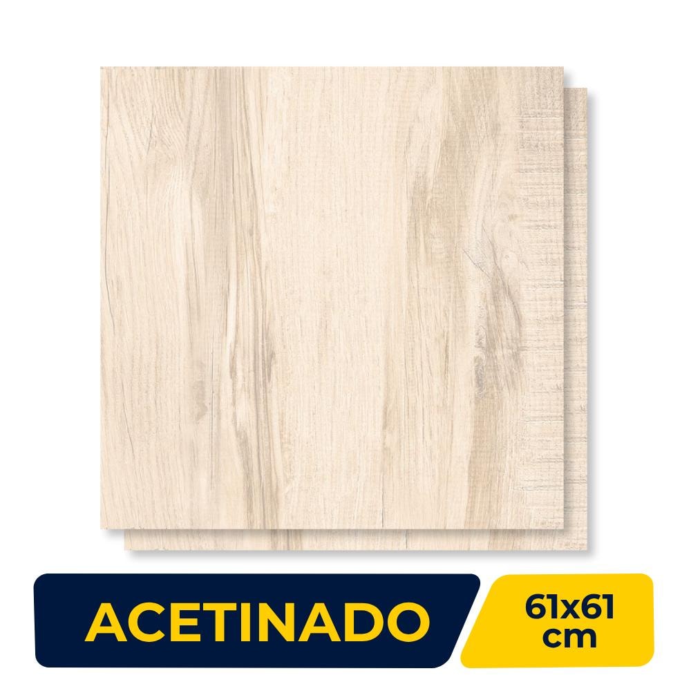 Porcelanato Acetinado 61x61cm Caixa 2,23m² Gaudi Marfim Retificado - 80431