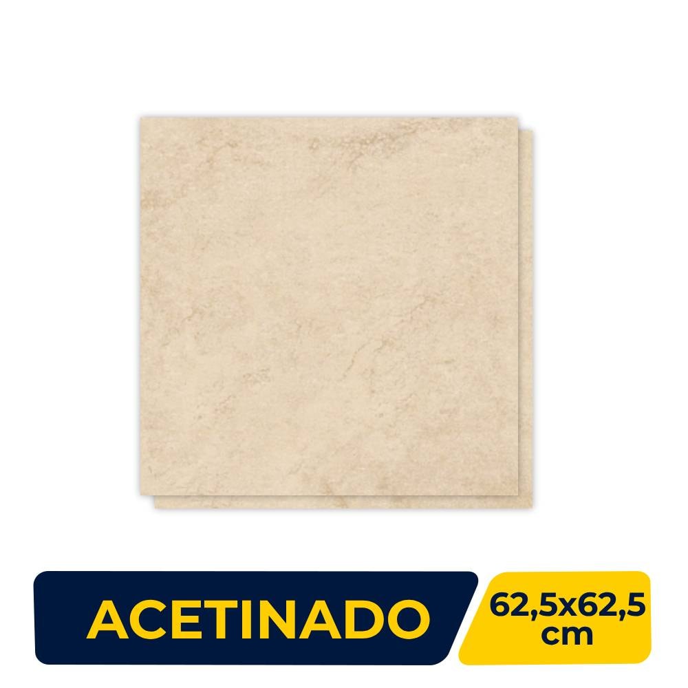 Porcelanato Acetinado 62,5x62,5cm Caixa 1,97m² Elizabeth Arezzo Beige Retificado