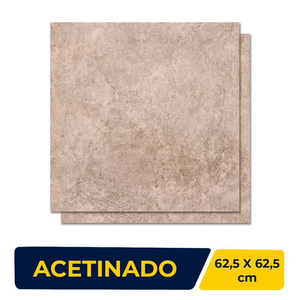 Porcelanato Acetinado 62,5x62,5cm Caixa 1,97m² Elizabeth Vulcano Gray Retificado