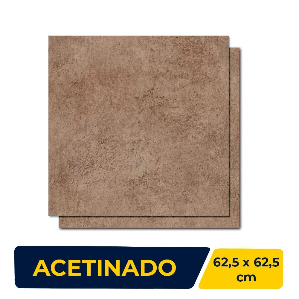 Porcelanato Acetinado 62,5x62,5cm Caixa 1,97m² Elizabeth Vulcano Noce Retificado