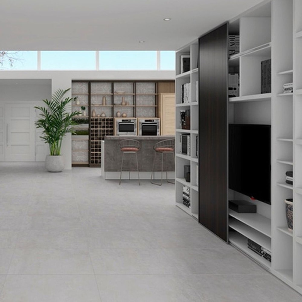 Porcelanato Acetinado 62X121cm Caixa 2,25m² Damme Cimento Gris - AR12097