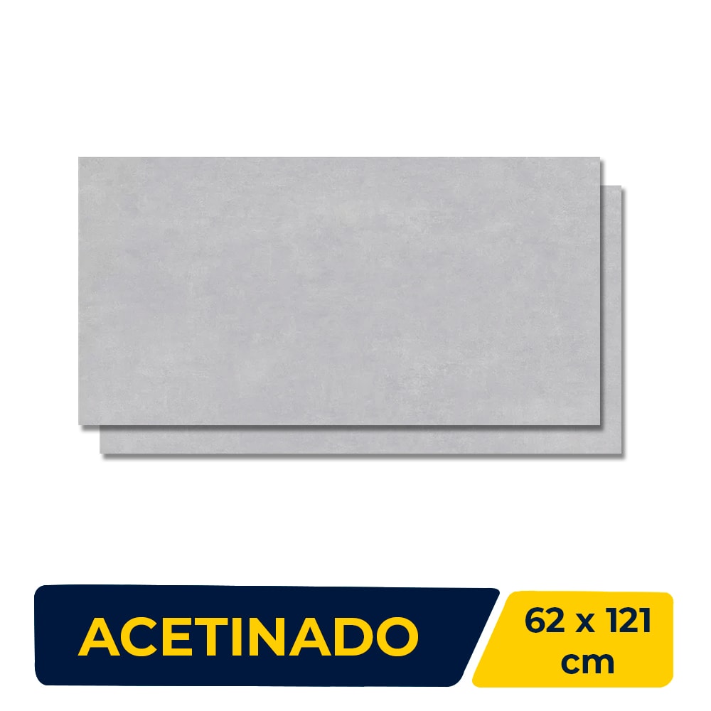 Porcelanato Acetinado 62X121cm Caixa 2,25m² Damme Cimento Gris - AR12097