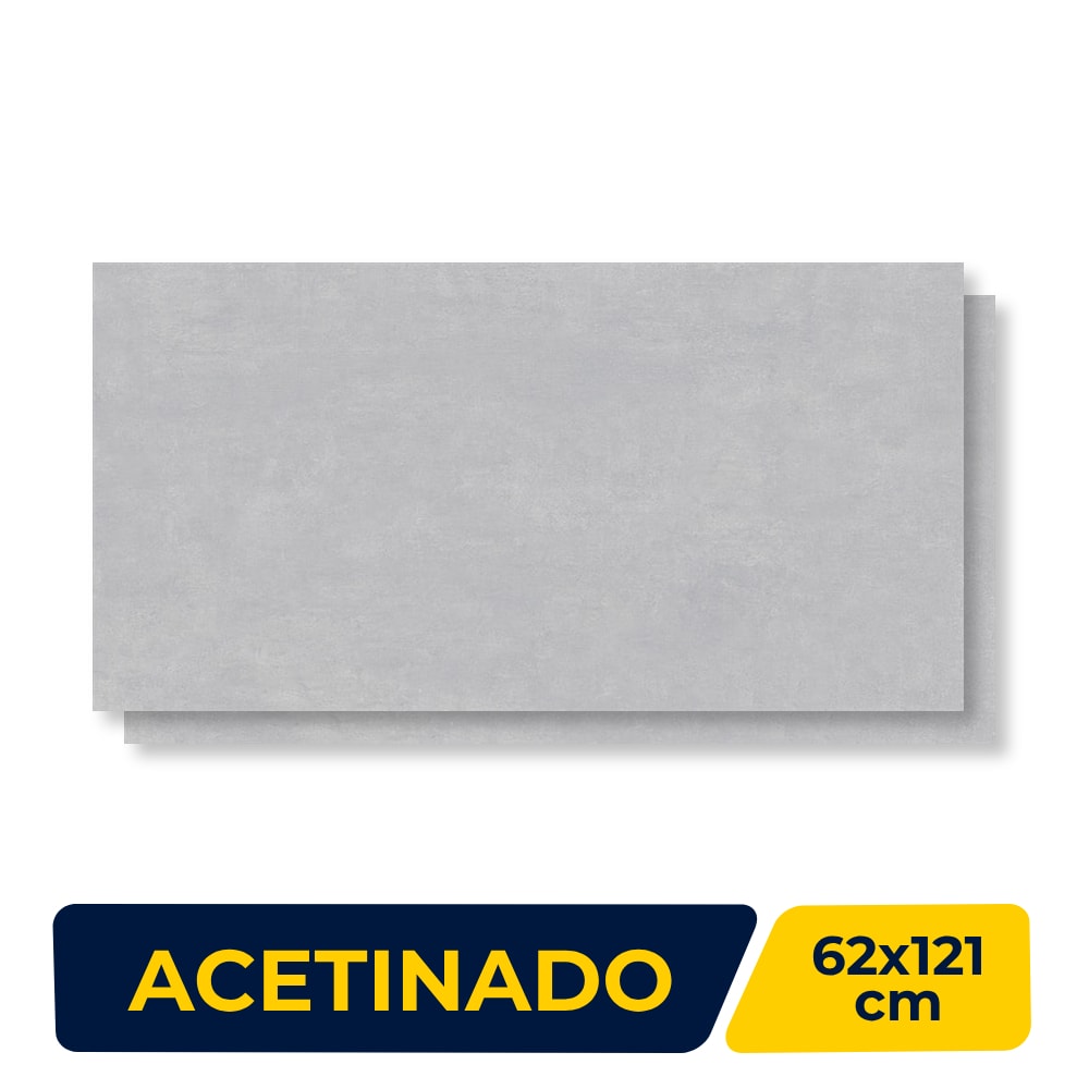 Porcelanato Acetinado 62X121cm Caixa 2,25m² Damme Cimento Gris - AR12097