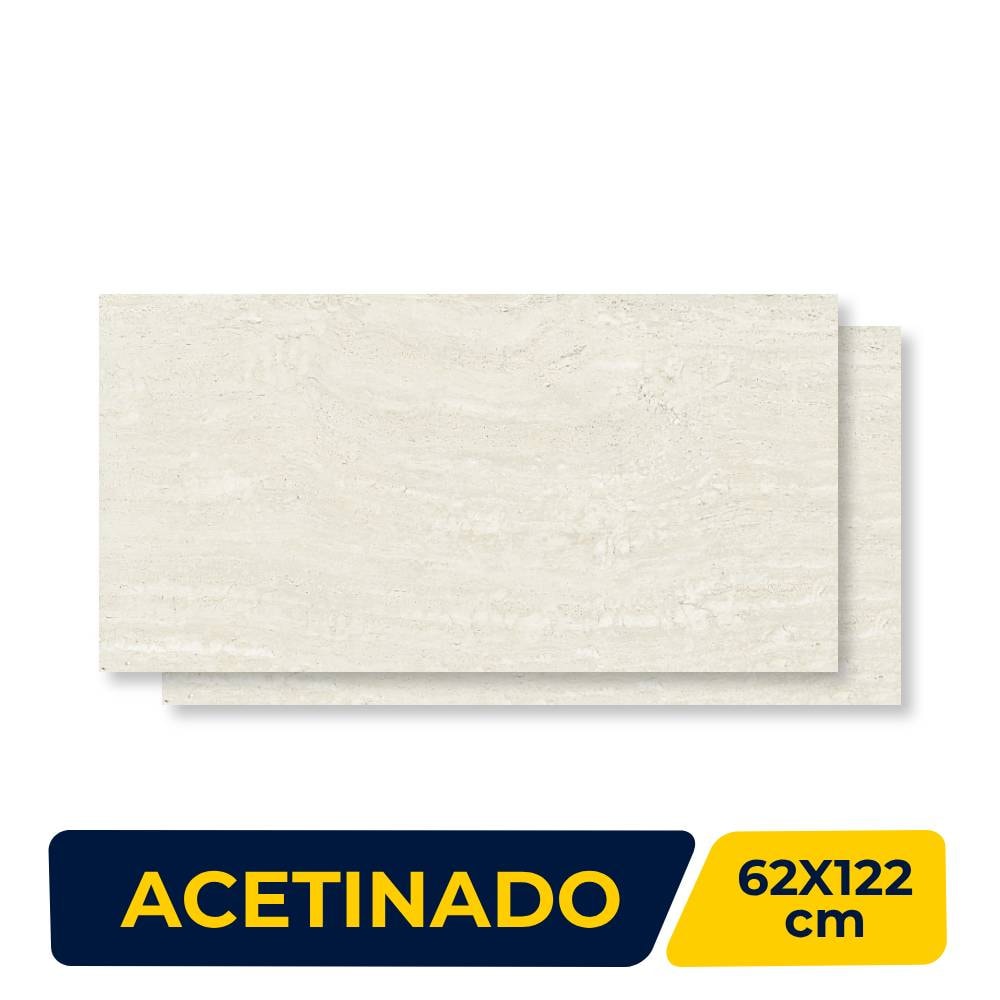 Porcelanato Acetinado 62x122cm Caixa 2,28m² Embramaco Gran Travertino Luxor Retificado - 60604