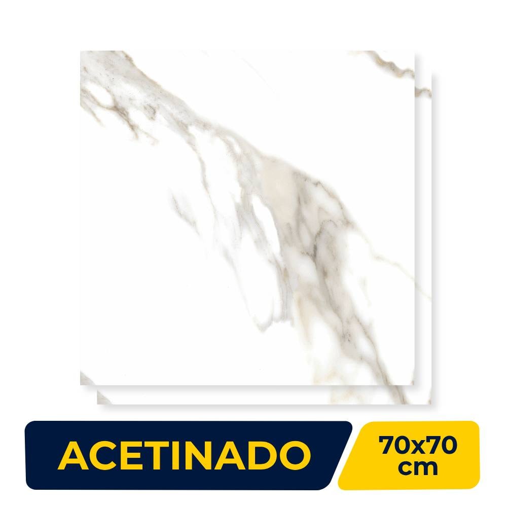 Porcelanato Acetinado 70x70cm Caixa 2,44m² Delta Marmo Douro Retificado - 2361
