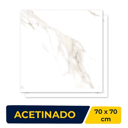 Porcelanato Acetinado 70x70cm Caixa 2,44m² Delta Marmo Douro Retificado - 2361