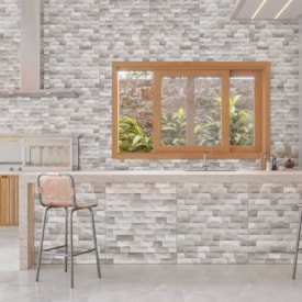 Porcelanato Acetinado 72x72cm Caixa 1,55m² ViaRosa Pulpis Grey 3D Retificado - AR72120