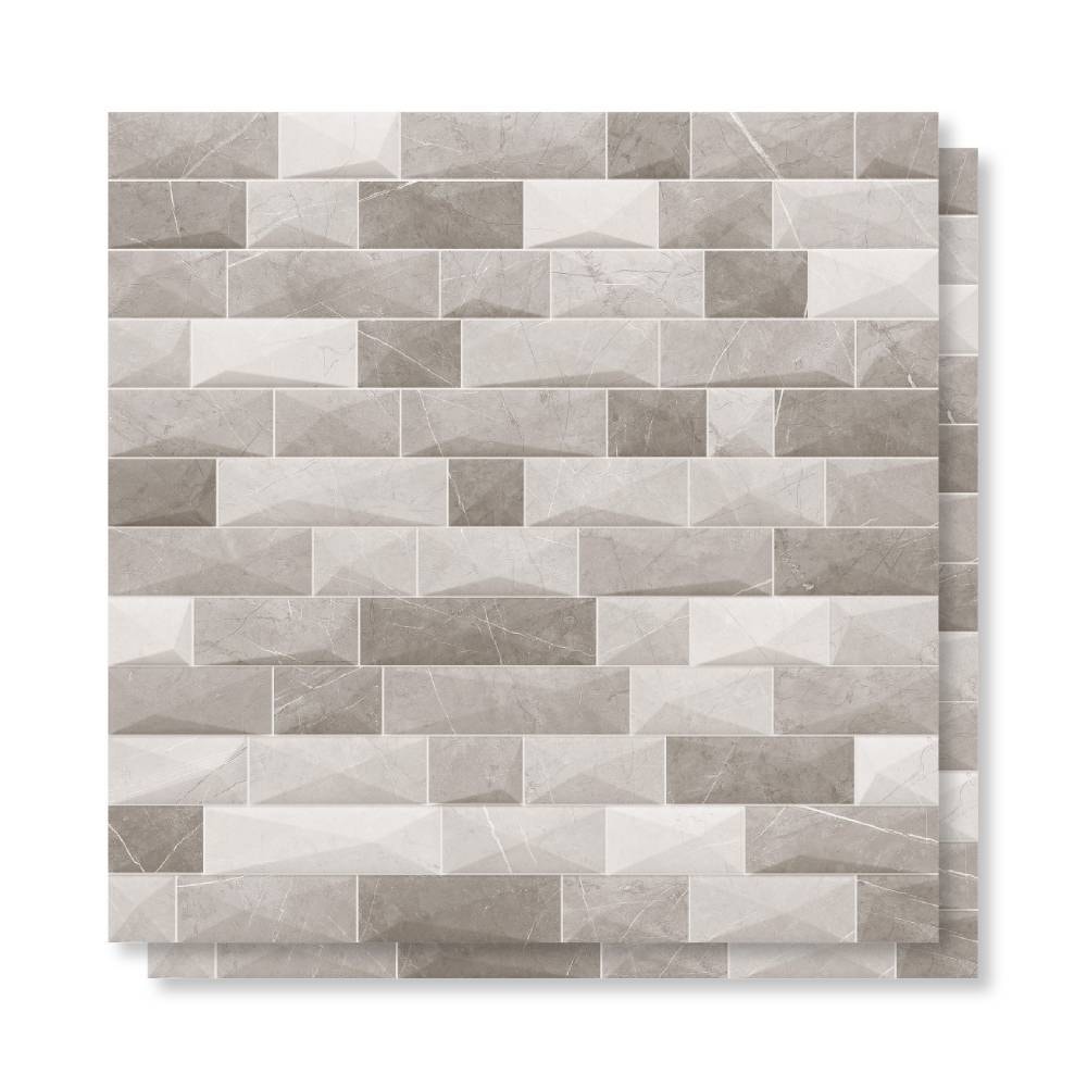 Porcelanato Acetinado 72x72cm Caixa 1,55m² ViaRosa Pulpis Grey 3D Retificado - AR72120