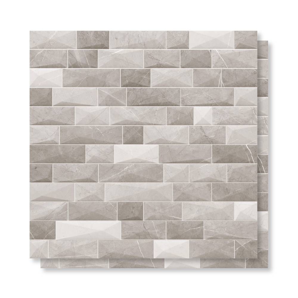 Porcelanato Acetinado 72x72cm Caixa 1,55m² ViaRosa Pulpis Grey 3D Retificado - AR72120