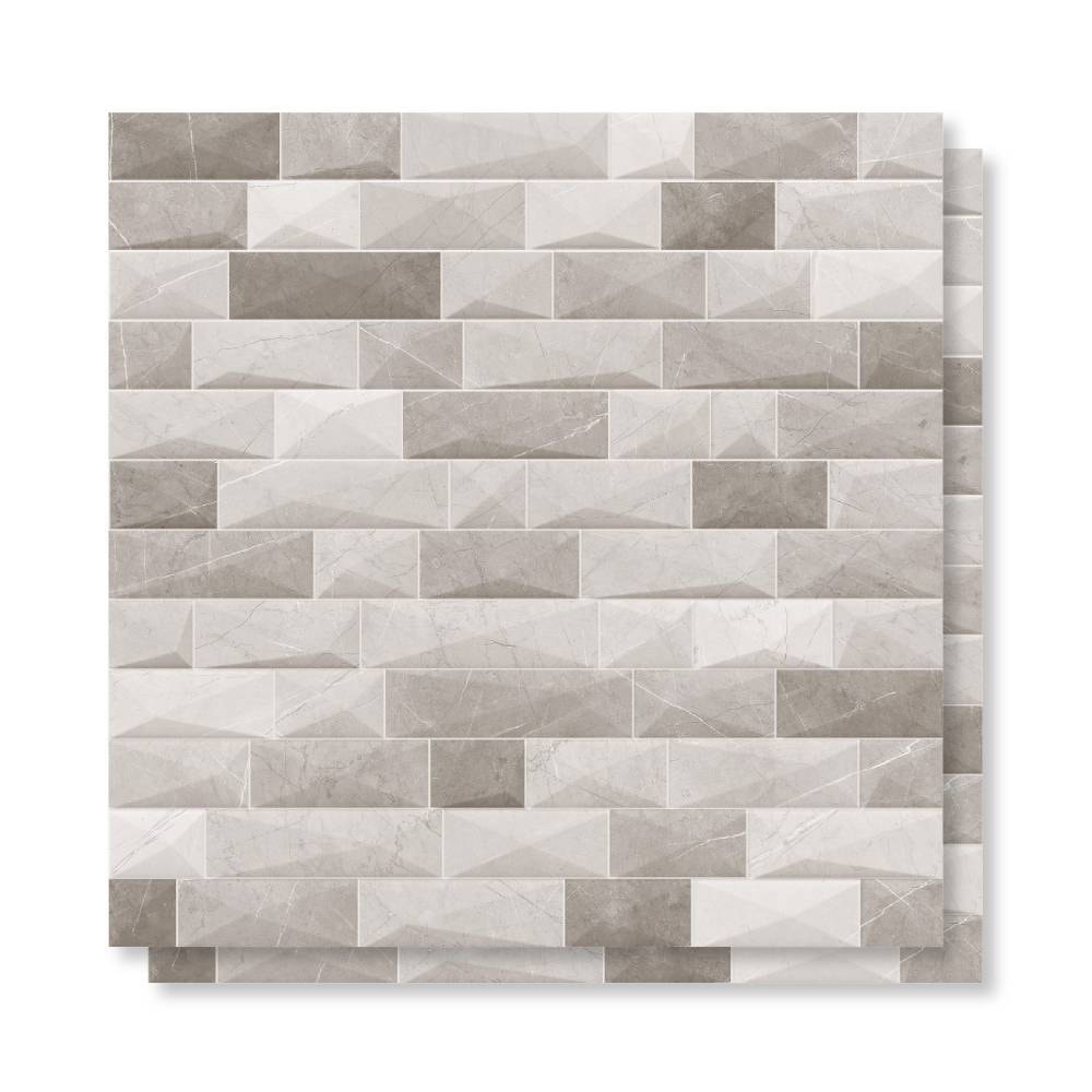 Porcelanato Acetinado 72x72cm Caixa 1,55m² ViaRosa Pulpis Grey 3D Retificado - AR72120