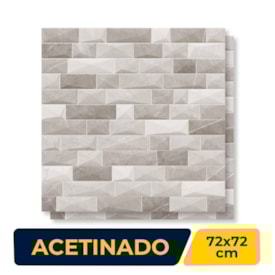 Porcelanato Acetinado 72x72cm Caixa 1,55m² ViaRosa Pulpis Grey 3D Retificado - AR72120