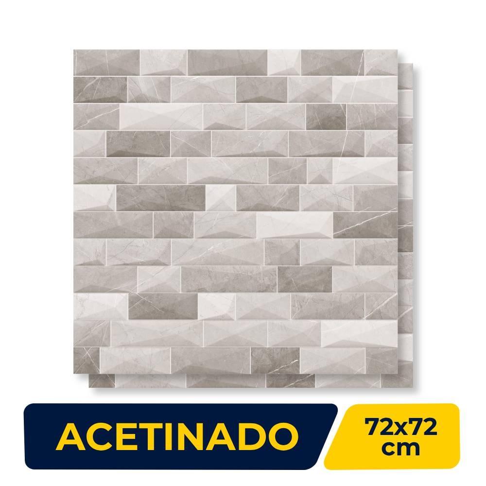 Porcelanato Acetinado 72x72cm Caixa 1,55m² ViaRosa Pulpis Grey 3D Retificado - AR72120