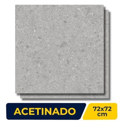 Porcelanato Acetinado 72x72cm Caixa 2,59m² Terrazzine Grigio Retificado