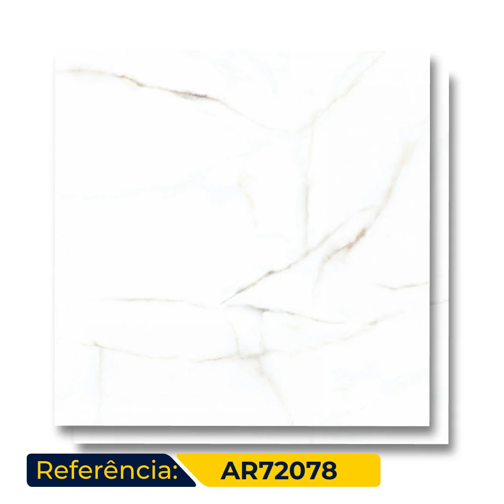 Porcelanato Acetinado 72x72cm Caixa 2,59m² ViaRosa Calacata Gold Retificado - AR72078