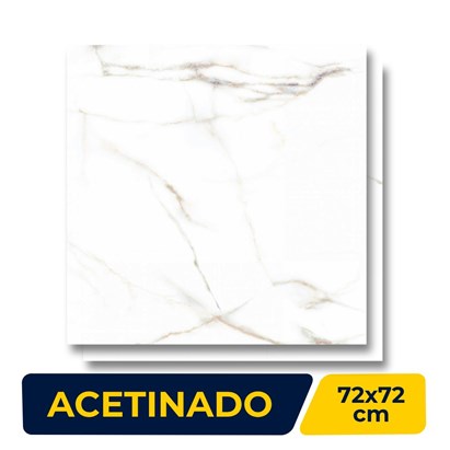 Porcelanato Acetinado 72x72cm Caixa 2,59m² ViaRosa Calacata Gold Retificado - AR72078