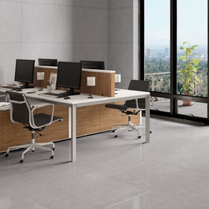 Porcelanato Acetinado 72x72cm Caixa 2,59m² ViaRosa Metropole Grafite Retificado - AR72079