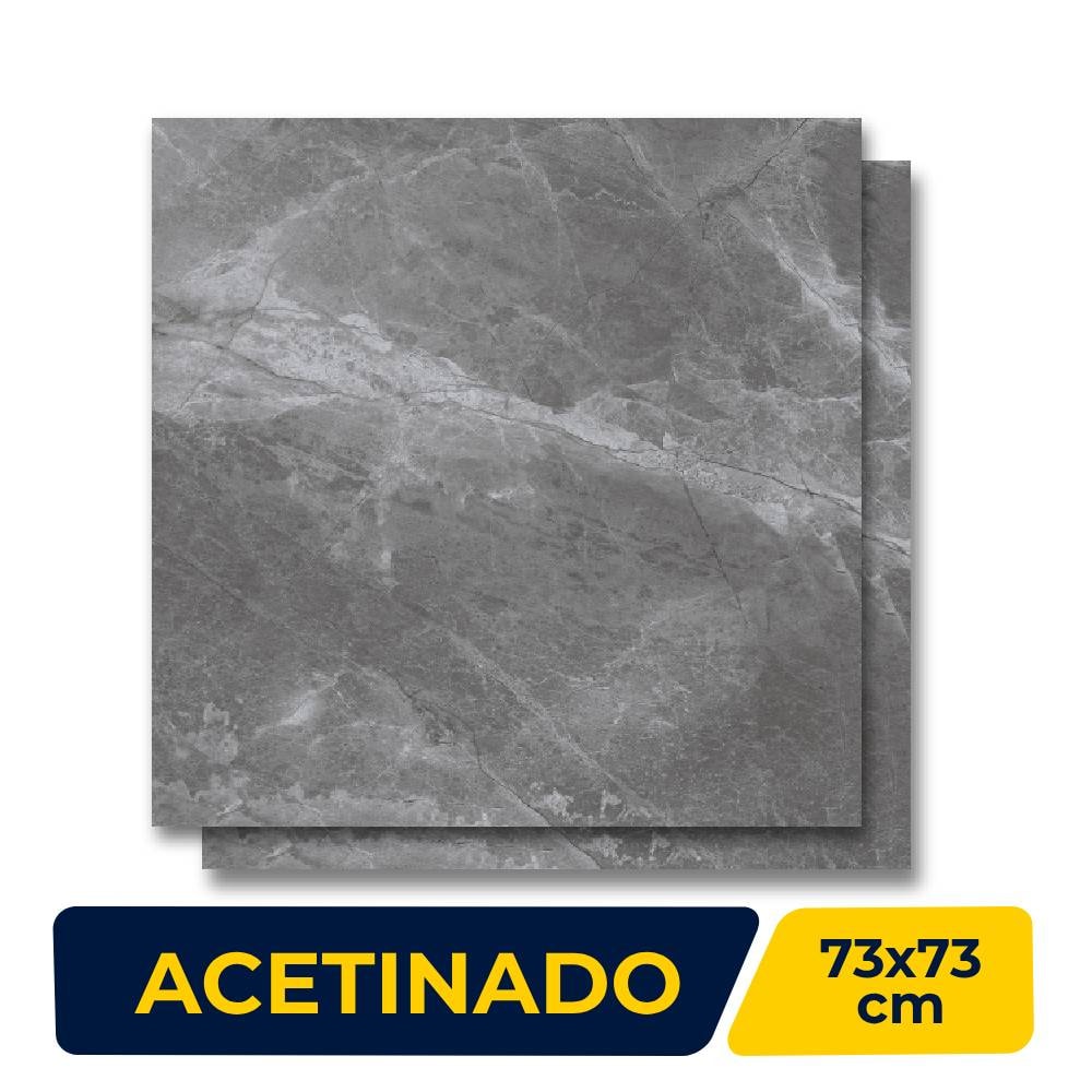 Porcelanato Acetinado 73X73cm Caixa 2,65m² Delta Fuji Grafite In Retificado - 2765