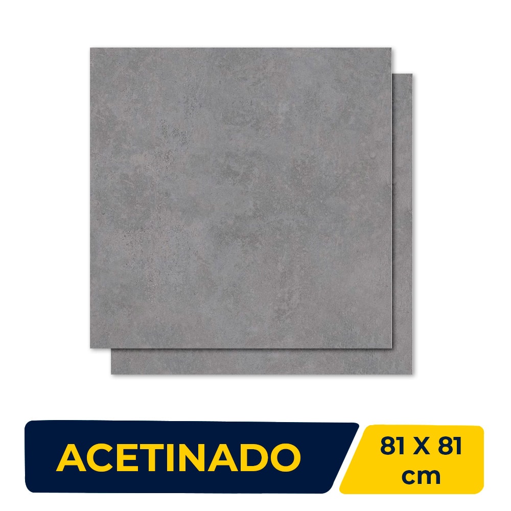 Porcelanato Acetinado 81X81cm Caixa 1,98m² Gaudi Broadway Dark Grey Retificado -- 80971