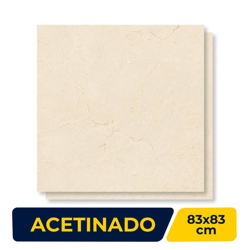 Porcelanato Acetinado 83x83cm Caixa 2,07m² Damme Crema Marfil Retificado - AR83296