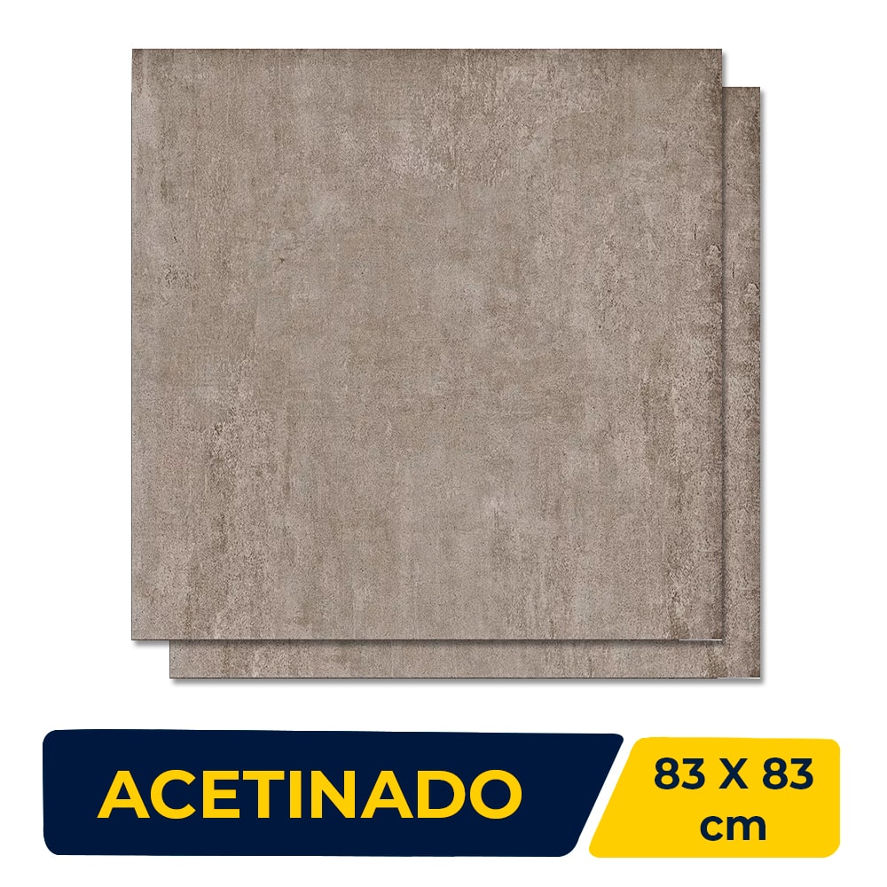 Porcelanato Acetinado 83X83cm Caixa 2,07m² Damme Soho Taupe Retificado - AR83060