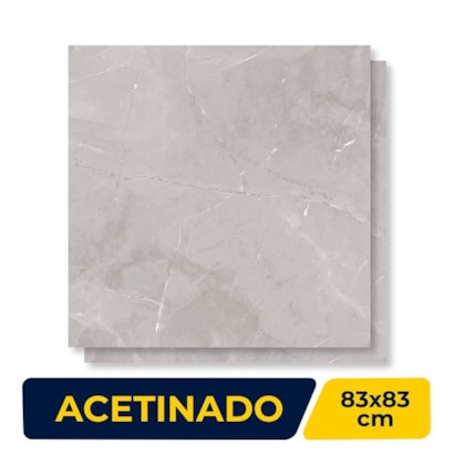 Porcelanato Acetinado 83x83cm Caixa 2,73m² Castelli Abruzzo Gray Satiny Plus Retificado - 70540