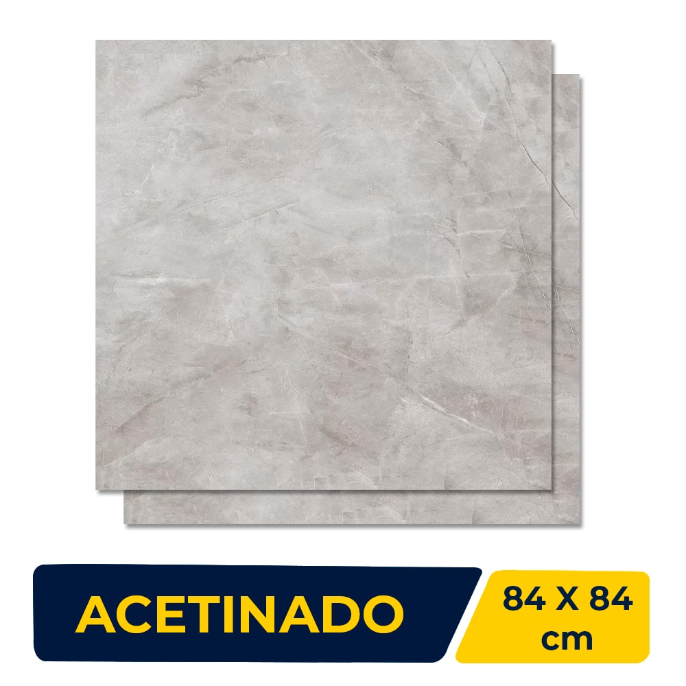 Porcelanato Acetinado 84x84cm Caixa 2,80m² Delta Pulpis Cinza - 2217