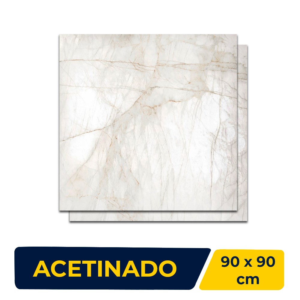 Porcelanato Acetinado 90x90cm Caixa 2,40m² Incepa Marmo Real Retificado - INC04DI0018A